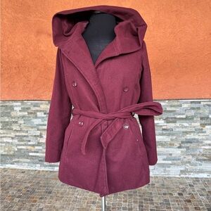 Metaphor Burgundy Hooded Coat